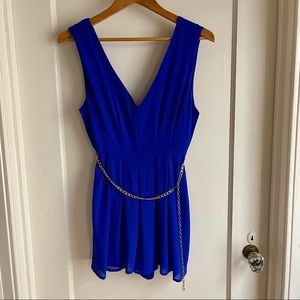 A’gaci Royal blue romper dress with waist chain